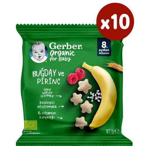 Gerber Pirinçli Buğday Muzlu Ahudulu Bebek Atıştırmalığı 7g x 10 Adet